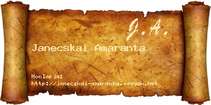 Janecskai Amaranta névjegykártya